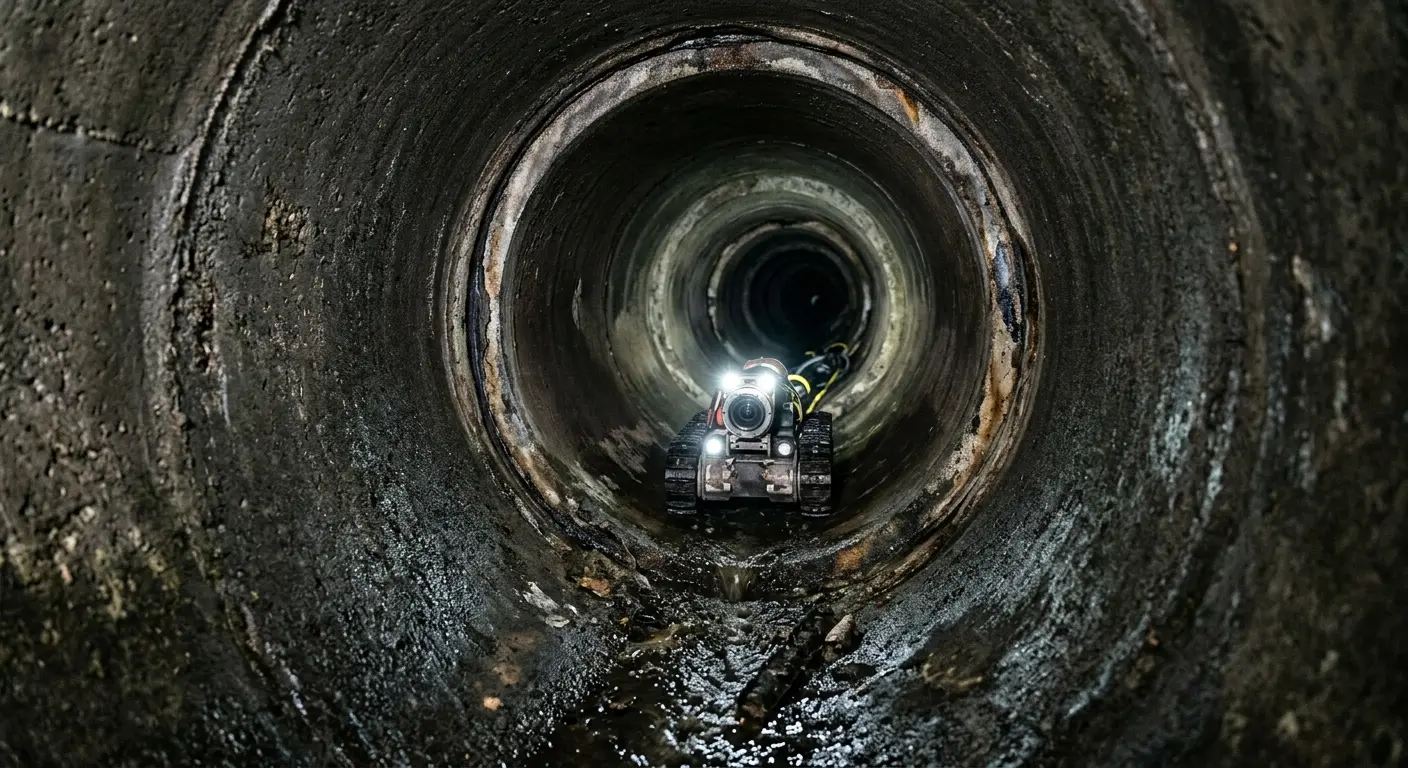 Robotic sewer camera inspecting pipe interior for Drain Snake Service in Tomball